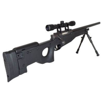 WELL SNIPER SPRING POWERED RIFLE WITH BIPOD, 4X32 SCOPE AND SPRING BLACK (MB01BB-OKIT)