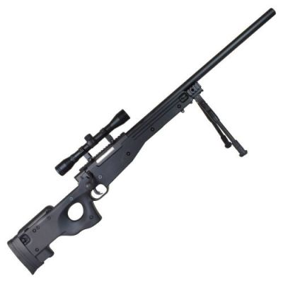 WELL SNIPER SPRING POWERED RIFLE WITH BIPOD, 4X32 SCOPE AND SPRING BLACK (MB01BB-OKIT)