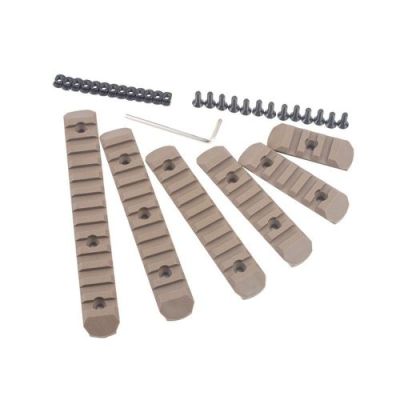 MP POLYMER 20MM RAILS FOR M-LOK AND KEYMOD 6 PIECES SET DARK EARTH (MP2013-T)