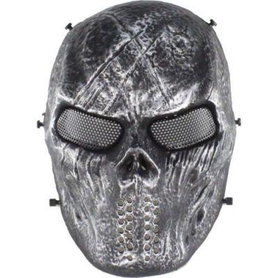 WOSPORT BLOODED SKULL MASK BLACK AND SILVER (WO-MA79S)