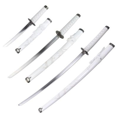 ORNAMENTAL SET KATANA-WAKIZASHI-TANTO WHITE (ZS 574SET)