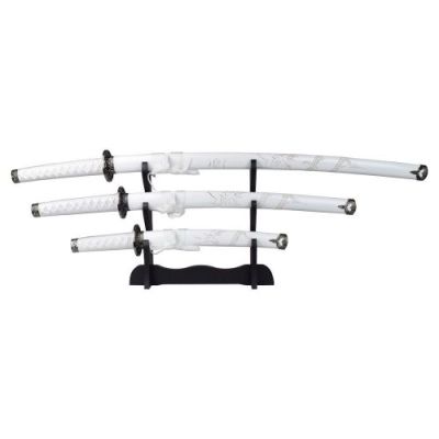 ORNAMENTAL SET KATANA-WAKIZASHI-TANTO WHITE (ZS 574SET)