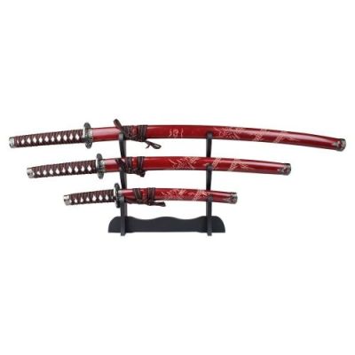 ORNAMENTAL SET KATANA-WAKIZASHI-TANTO RED (ZS574S ROSSO)