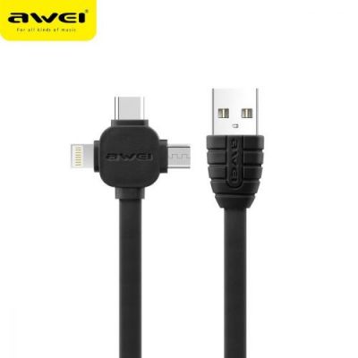 Awei 3 In 1 Multicharg.Cable 1M Black