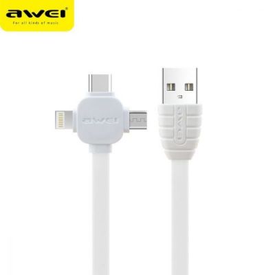 Awei 3 In 1 Multicharg.Cable 1M.White