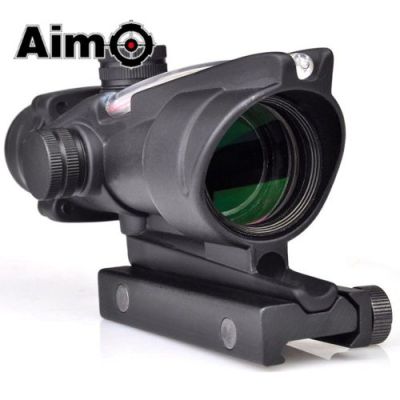 AIM-O RIFLE SCOPE ZOOM 4X LENS 32MM FIBER OPTIC BLACK (AO1002-B)